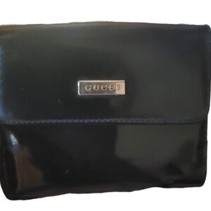 GUCCI Black Bi-fold Patent Leather Wallet Unisex